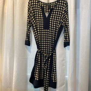 Ann Taylor Dress Navy/yellow dots